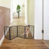 Pet Gate &ndash; Dog Gate for Doorways; Stairs or House &ndash; Freestanding; Folding; brown; Arc Wooden