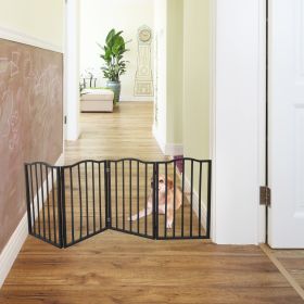 Pet Gate &ndash; Dog Gate for Doorways; Stairs or House &ndash; Freestanding; Folding; brown; Arc Wooden