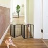 Pet Gate &ndash; Dog Gate for Doorways; Stairs or House &ndash; Freestanding; Folding; brown; Arc Wooden