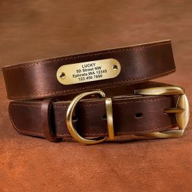 Genuine Leather Cow Leather Engraved Anti Loss Dog Collar (Option: )