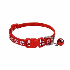 Dog Footprint Printing Applique Bell Collar (Color: )