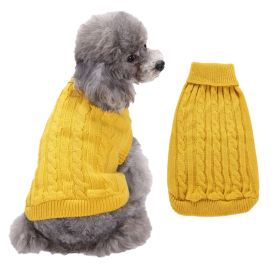 Dog Sweater Warm Pet Sweater Dog Sweaters for Small Dogs Medium Dogs Large Dogs Cute Knitted Classic Clothes Coat for Dog Puppy (Color: Yellow, size: small)