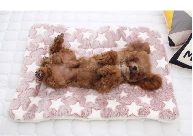 Cat dog sleeping mat warm thickened Sleeping pad blanket;  dog house warm mattress pet cushion (colour: Pink lamb, size: No.5 69*52cm)