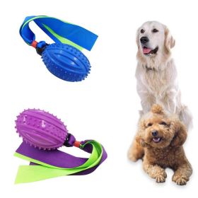 TPR Sounding Ribbon Ball Molar Bite-resistant Dog Toy Ball Training Webbing Pet Supplies (Color: PURPLE)