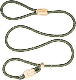 Dog Leash Durable Slip Training Lead Heavy Duty 6 FT Comfortable Strong Reflective Rope Slip Leash for Small Dogs Green (size: L-1/2")