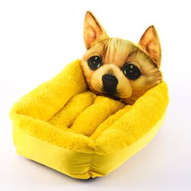 Fashion House Cartoon-Design Sofa Soft Warm Cotton Nest Pet Dog Beds Puppy Kennel (Color: Yellow Dog, size: M 45x55 cm)