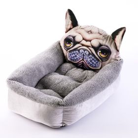 Fashion House Cartoon-Design Sofa Soft Warm Cotton Nest Pet Dog Beds Puppy Kennel (Color: Grey Dog, size: S 34x45 cm)