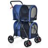 Double Pet Stroller 4-in-1 With Detachable Carrier And Travel Carriage