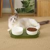 Elevated Cat Bowls, Raised Cats Ceramic Food and Water Stand Bowl Dishes for Cats Small Dogs or Puppy, 15Â¬âˆž Tilted Anti Vomiting Stress Free Feeder De