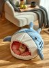 Washable Shark Cat House Cute Pet Sleeping Bed Warm Soft Cat Nest Kennel Kitten Cave