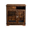 Dog crates;  indoor pet crate end tables;  decorative wooden kennels with removable trays.