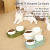 Elevated Cat Bowls, Raised Cats Ceramic Food and Water Stand Bowl Dishes for Cats Small Dogs or Puppy, 15Â¬âˆž Tilted Anti Vomiting Stress Free Feeder De