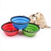 Portable Pet Feeder Travel Foldable Pet Dog Bowl Silicone Collapsible Slow 350ml/1000ml Feeding Bowl